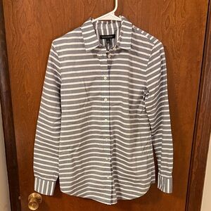 Banana Republic Gray and White Striped Shirt